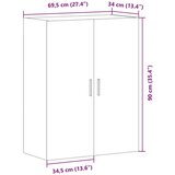 vidaXL Stenska omarica artisan hrast 69,5x34x90 cm | Shoptok.si