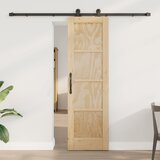  Klizna vrata Prirodna i crna 61 x 198,5 cm Masivna borovina | shoptok.hr