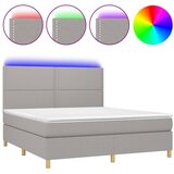 vidaXL Box spring postelja z vzmetnico LED sv. siva 160x200 cm blago, (20929591) | Shoptok.si