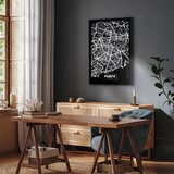  Slika - Negative Map: Porto (1 Part) Vertical 60x90 U crnom drvenom okviru | shoptok.hr