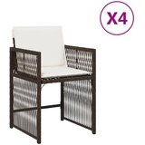 vidaXL Vrtni stoli z blazinami 4 kosi rjav poli ratan, (21143075) Cene