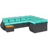 vidaXL 10-delni vrtni komplet sedežnih garnitur z blazinami črne barve poli ratan, (5000293670) | Shoptok.si