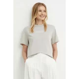 Calvin Klein Bombažna kratka majica ženska, siva barva, K20K207005