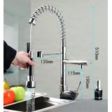 EYN Pol profesionalna kuhinjska armatura za domačo uporabo | Kuhinjska Pipa 0141 je visoka dvoizhodna pipa s tušem — Krom — 50 cm — LED osvetlitev | Shoptok.si