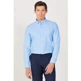 AC&Co / Altınyıldız Classics Men's Blue Buttoned Collar Cotton Slim Fit Slim-fit Oxford Shirt. Cene
