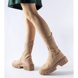 Gemre Beige slip-on eco-suede ankle boots Montefusco | Shoptok.si
