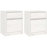  Noćni ormarići 2 kom bijeli 40 x 31 x 50 cm od masivne borovine | shoptok.hr