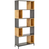 CARRYHOME regal 80/194/30 cm črna, barve hrasta, temno siva | Shoptok.si