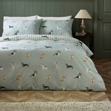 Catherine Lansfield Zelena posteljnina za zakonsko posteljo 200x200 cm Dog Stripe &amp;ndash; Slike