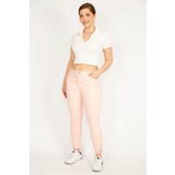 Şans Women's Pink Plus Size Jeans with Lace Detail Legs. cene