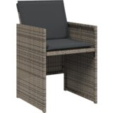 vidaXL 5-dijelni set za objedovanje u vrtu s jastučićima, siva poli ratan, vrtni stol, crn 160x80x73 cm od kaljenog stakla | shoptok.hr