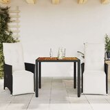  Bistro garnitura 3-delna z blazinami črn poli ratan | Shoptok.si