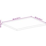 Stolna ploča sa živim rubom 80x60x3,8 cm od masivnog drva manga | shoptok.hr