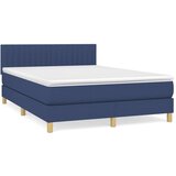 vidaXL Box spring postelja z vzmetnico modra 140x200 cm blag | Shoptok.si