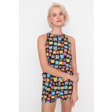 Trendyol Black Cat Printed Knitted Pajamas Set | shoptok.hr