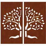  Vrtni zidni ukrasi 2 kom 105x55 cm čelik COR-TEN uzorak stabla | Eponuda.com