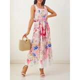 Resti Women's viscose midi dress with straps, with a belt in various flowers | Shoptok.si