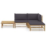 Maison Chic Seti vrtnega pohištva - Vrtna garnitura - Vrtni pohištvo set z blazinami 4-delna temno siva bambus, (21795954) | Shoptok.si