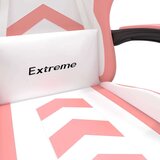 Vrtljivi gaming stol z oporo za noge belo in roza umetno usnje, (21378180) | Shoptok.si