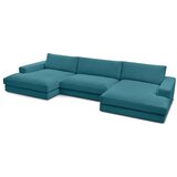 Bobochic Paris Modra kotna sedežna garnitura iz rebrastega žameta (v obliki črke "U") Leonard – | Shoptok.si