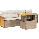  The Living Store Vrtna sedežna garnitura 5-delna z blazinami bež poli ratan - Vrtna Sedežna Garniture, (21461849) | Shoptok.si