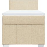 vidaXL Box spring postelja z vzmetnico krem 90x200 cm blago | Shoptok.si