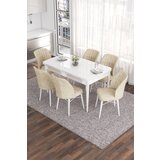 Hanah home set trpezarijski sto i 6 stolica eva, krem-beli | Eponuda.com