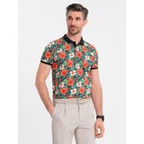 Ombre Cotton polo shirt with floral print - black | shoptok.hr