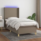 vidaXL Krevet box spring s madracem LED smeđesivi 100x200 cm tkanina Cijene