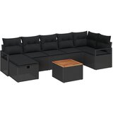 vidaXL 8-delni vrtni sofa set z blazinami Črna poli ratan, 2-sedežna vrtna sofa z blazinami Črna poli ratan | Shoptok.si