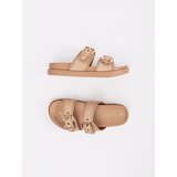 GOODIN Beige flat flip-flops with buckles | Shoptok.si