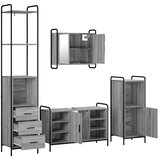  Set ormarića za kupaonicu 4 kom. Siva Sonoma 40 x 36 x 200 5 cm - Siva Sonoma Ormar ispod sudopera (1 vrata i 2 police) + viseći | shoptok.hr