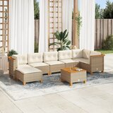 Maison Chic Seti vrtnega pohištva - Vrtna garnitura - Vrtni pohištvo set 8-delna z blazinami bež poli ratan, (21799107) | Shoptok.si