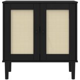 Komoda SENJA crna izgled ratana 80x35x80 cm masivna borovina | shoptok.hr