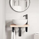  Zidna polica za Lavabo - Umivaonik od čelika i masivne bukovine - Crna 1 Trapez | shoptok.hr