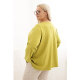 Kesi Włoski Women's Plus Size blouse with cotton, featuring a pocket and rolled sleeves kiwi | shoptok.hr