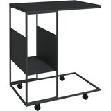 The Living Store Stranska mizica s kolesi črna 55x36x63,5 cm inženirski les - Stranska Mizica, (21421421) | Shoptok.si