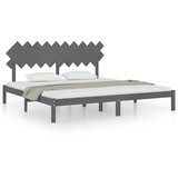  Okvir za krevet s uzglavljem sivi 200 x 200 cm od masivnog drva | shoptok.hr