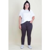 Şans Women's Large Size Anthracite Slim Fit Trousers Cene