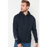 Trendyol Navy Men's Relaxed Fit Off Shoulder Hooded Printed Sweatshirt | Shoptok.si