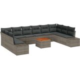  Vrtna garnitura - 10-dijelni set vrtnih sofa s jastučićima Siva Poli ratan | shoptok.hr