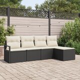 vidaXL 5-dijelni set vrtnih sofa s jastučićima crni poliratan, 2-sjedna vrtna sofa s jastučićima crni poliratan | shoptok.hr