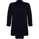 Trendyol Curve Navy Blue Basic Oversize Woven Shirt