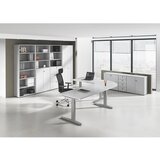 eurokraft pro anny - pisalna miza s podnožjem v obliki črke c, nastavitev višine na 650 - 850 mm, širina 1600 mm, svetlo siva | Shoptok.si