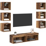 TV ormar S LED lampica s ladicama Zidne 8 pcs Staro drvo Stakl | shoptok.hr