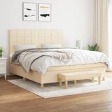 The Living Store Box spring postelja z vzmetnico krem 160x200 cm blago - Box Spring Postelja, (21438601) Cene
