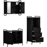  Set ormarića za kupaonicu 3 kom. Crni hrast 40 x 36 x 109 5 cm - Crni hrast Ormarić za umivaonik (1 vrata i 1 polica) + viseći o | shoptok.hr