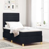  Postelja s škatlastimi pomladmi Črna Tkanina 90 x 190 cm, (22067165) | Shoptok.si