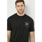 Aeronautica Militare Bombažna kratka majica moški, črna barva
