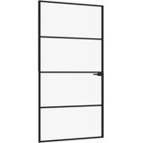 Sobna vrata crna 102 x 201,5 cm kaljeno staklo i aluminij tanka | shoptok.hr